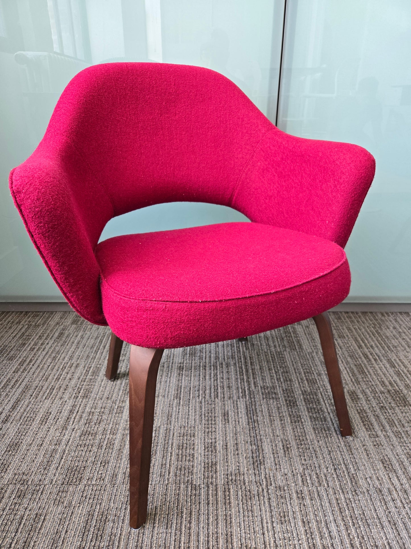Rove Concepts Executive Armchair with Wood Legs in Red