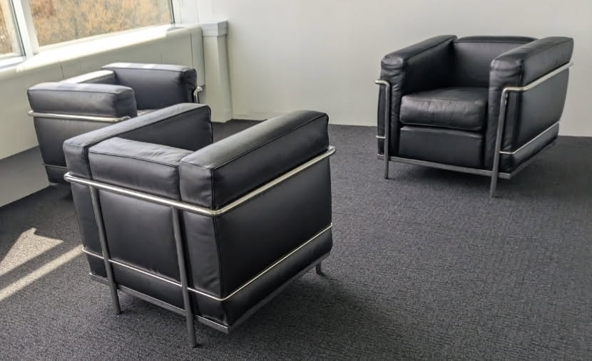 Cassina Le Corbusier LC2 Petit Modele Armchair in Black Leather
