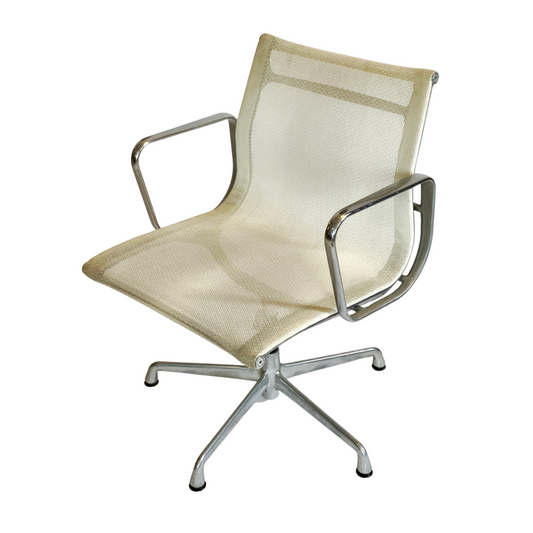 Herman Miller Eames Aluminum Group Management Side Chair in White Mesh