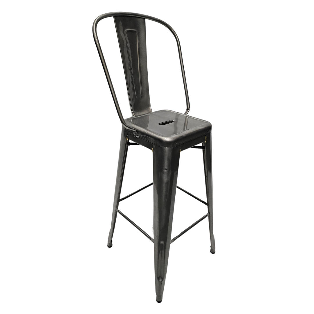 Tolix Bar Height Stool with Back in Grey