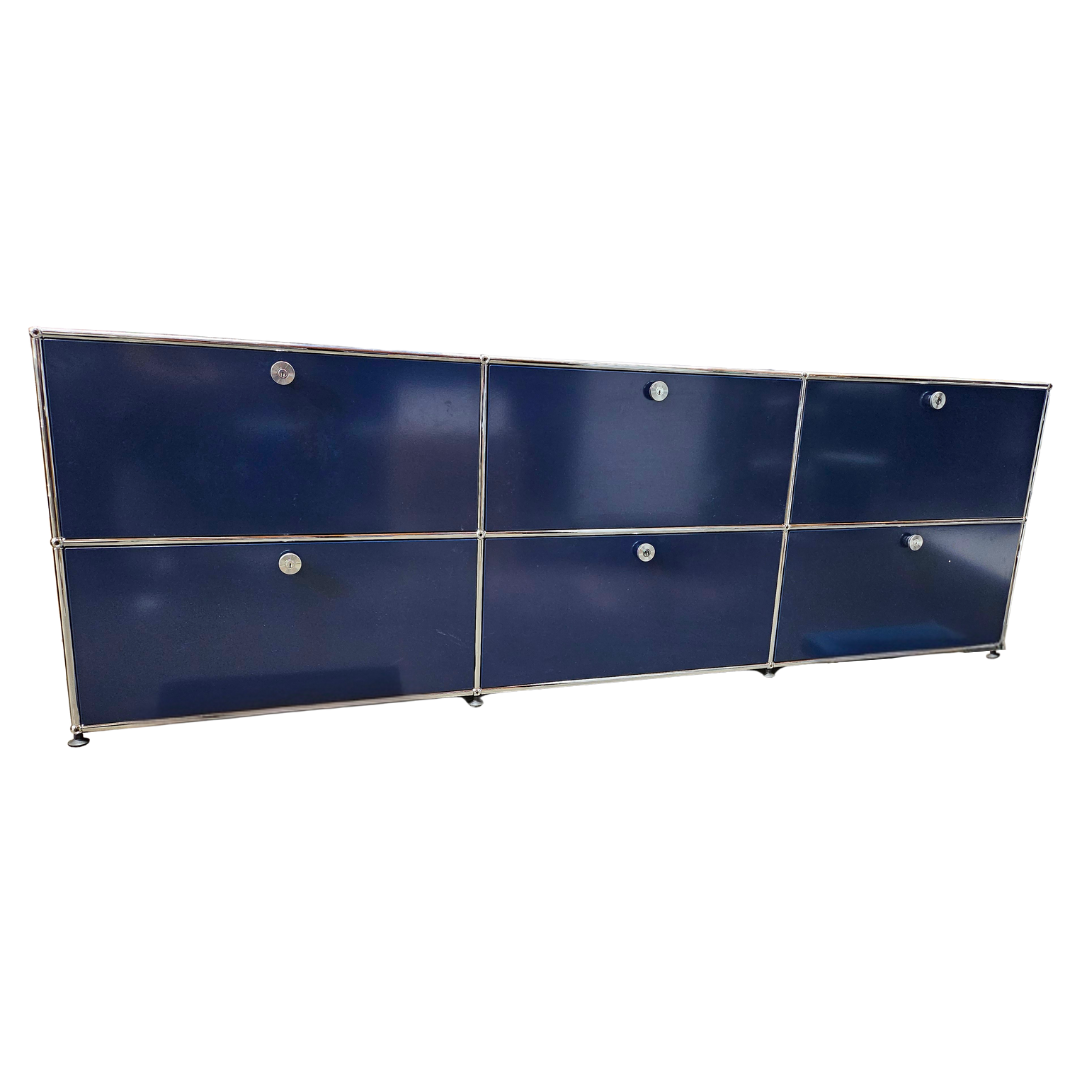 USM Haller Cabinet / Console 3x2 with 6 Drawers in Steel Blue