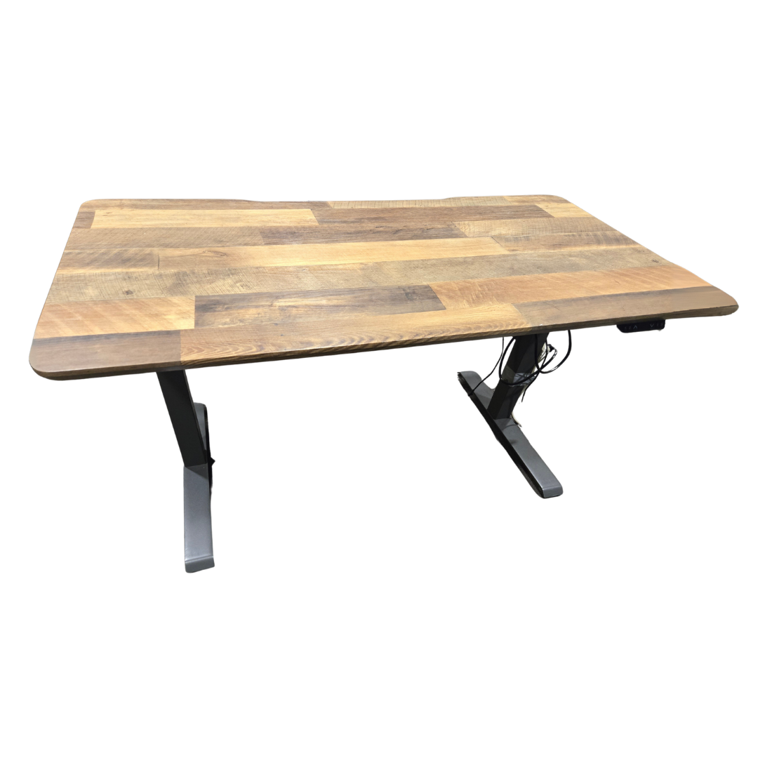 VariDesk 5-ft (60x30-in) Electric Height Adjustable Standing Desk in Reclaimed Wood with Mobile Pedestal File Cabinet