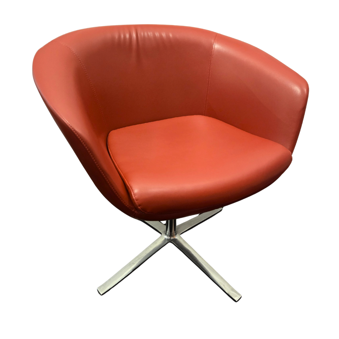 Coalesse Bob Swivel Guest Chair in Red Leather