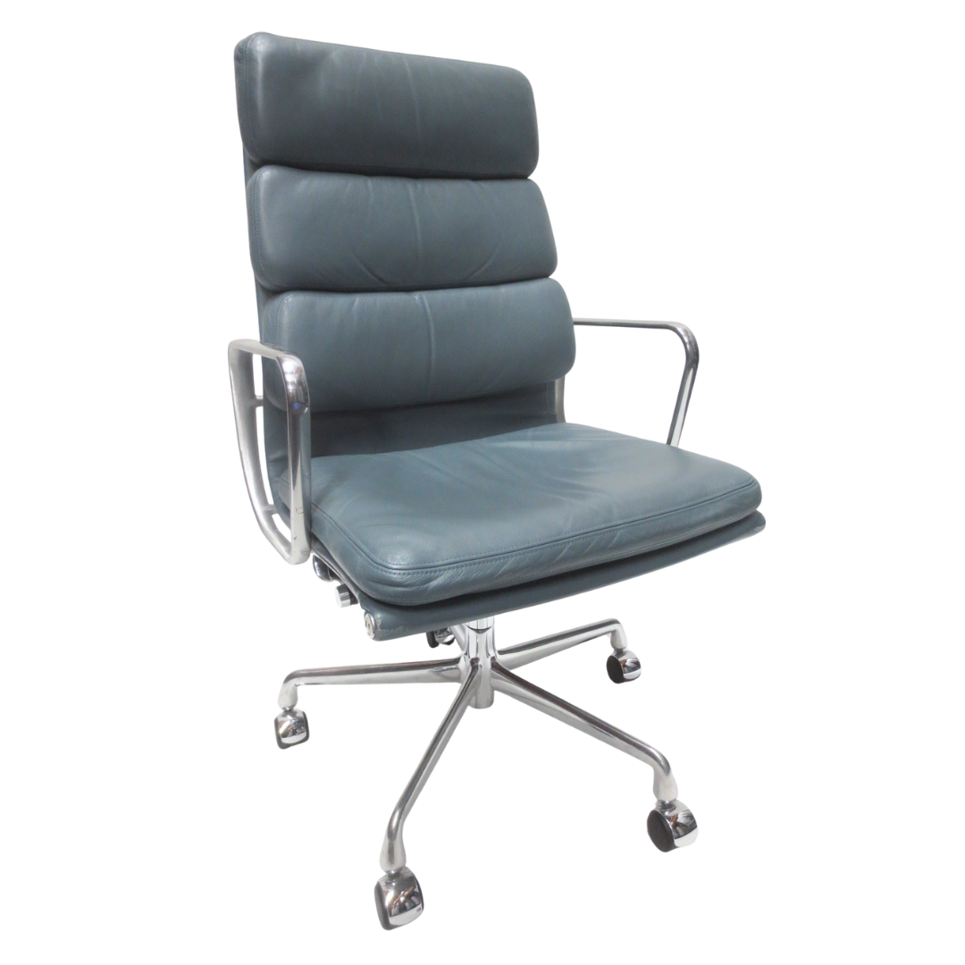 Herman Miller Eames Executive Soft Pad Chair in Light Blue Leather, EA437