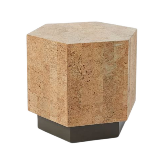 West Elm Geo Block Cork Hexagonal Side Table