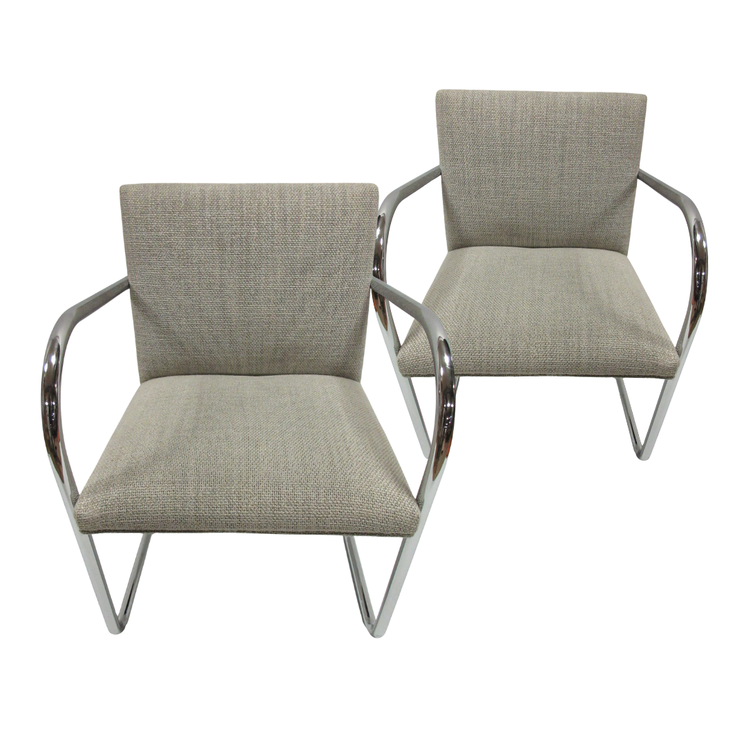 Knoll BRNO Chair in Light Grey Fabric - A Pair