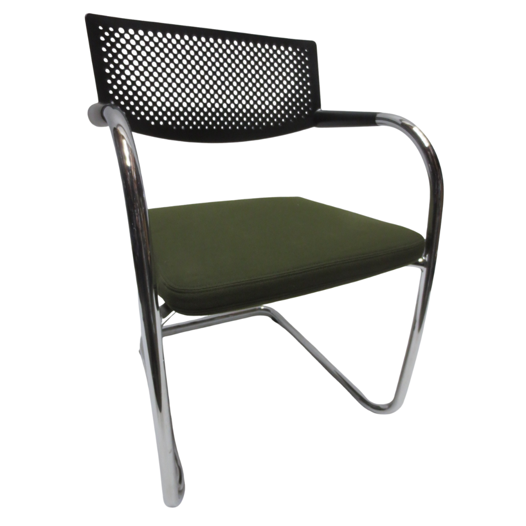Vitra Visavis 2 Dining Armchair in Green Seat and Black Back