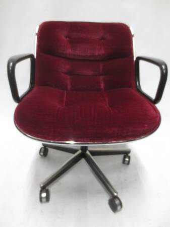 Knoll Pollock Executive Chair in Red Velour - Bygone Icons