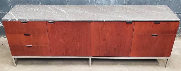 Florence Knoll 2-Door 5-Drawer Credenza with Marble Top - Bygone Icons