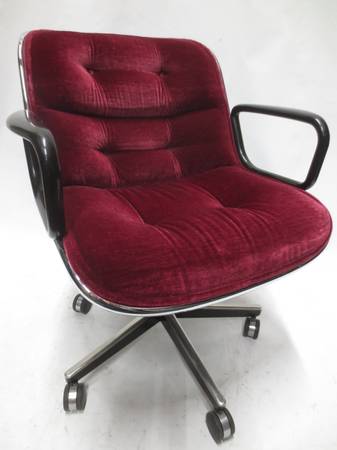 Knoll Pollock Executive Chair in Red Velour - Bygone Icons