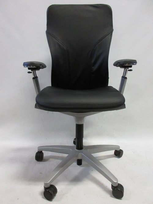 Allsteel Acuity Task Chair in Black Leather (New) - Bygone Icons