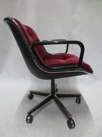 Knoll Pollock Executive Chair in Red Velour - Bygone Icons