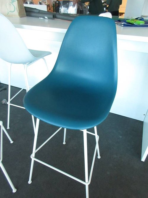 Herman Miller Eames Plastic Molded Bar Stool in Peacock Blue - Bygone Icons