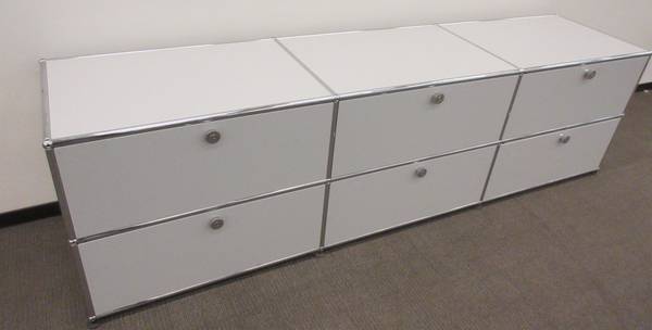 USM Haller Cabinet / Console 3x2 with 6 Drawers in Off-White - Bygone Icons