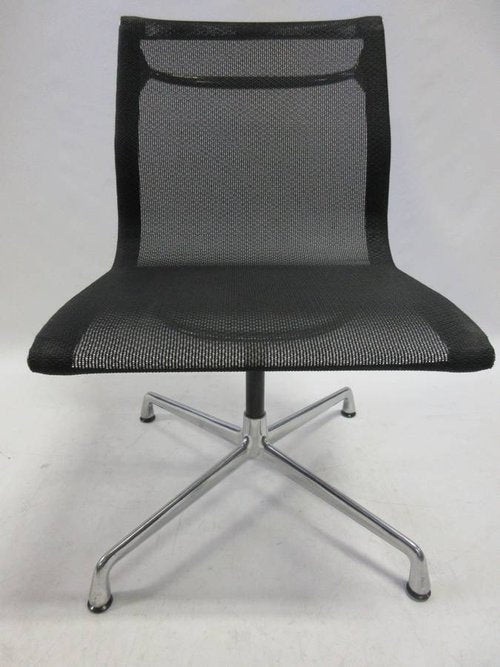 Herman Miller Eames Aluminum Group Side Chair in Black Mesh - Bygone Icons