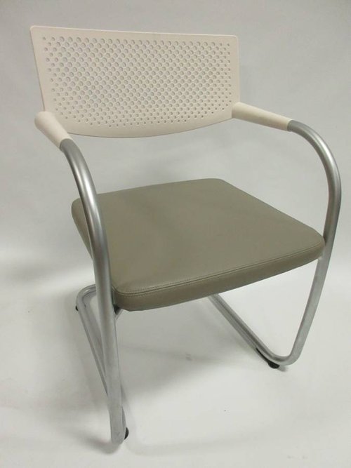 Vitra Visavis 2 Dining Armchair in Grey Seat and White Back - Bygone Icons