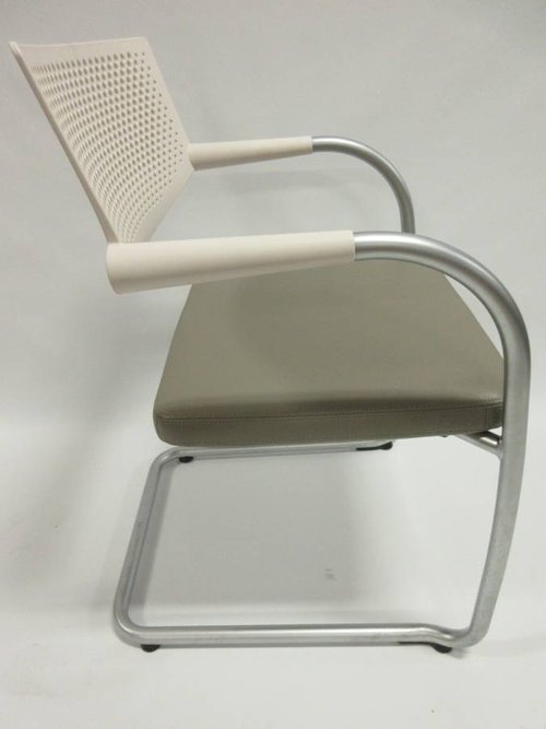 Vitra Visavis 2 Dining Armchair in Grey Seat and White Back - Bygone Icons