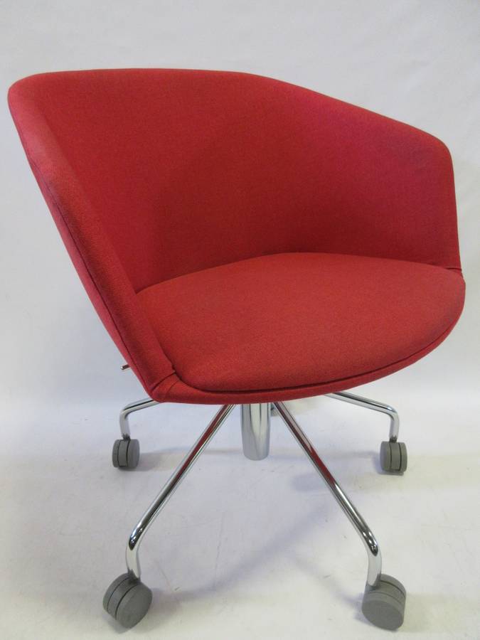 Poppin Pitch Rolling Office Chair in Red