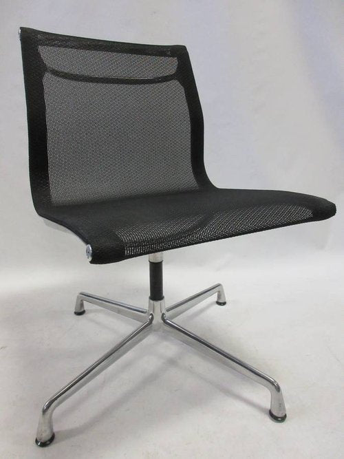 Herman Miller Eames Aluminum Group Side Chair in Black Mesh - Bygone Icons