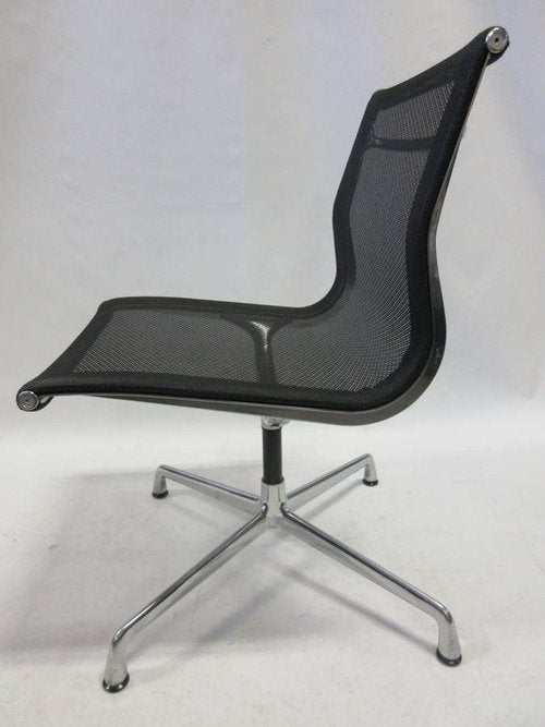 Herman Miller Eames Aluminum Group Side Chair in Black Mesh - Bygone Icons