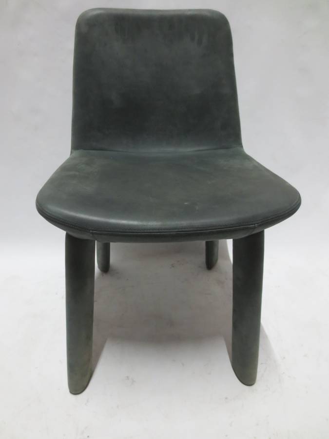 Blu Dot Neat Dining Chair in Grey Leather - Bygone Icons