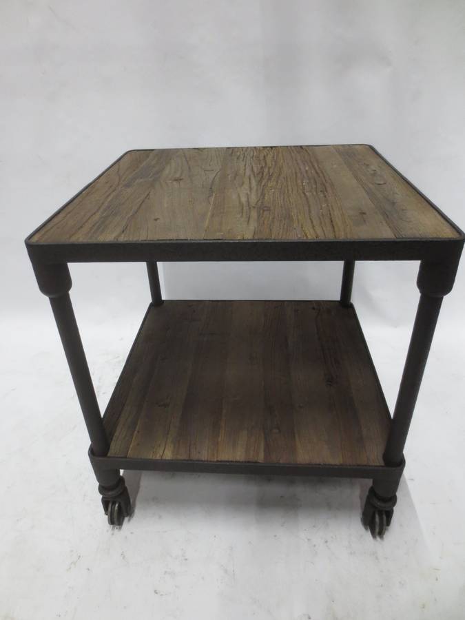 Restoration Hardware Industrial Wood Side Table - Bygone Icons