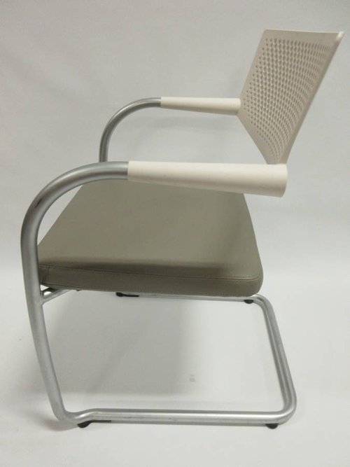 Vitra Visavis 2 Dining Armchair in Grey Seat and White Back - Bygone Icons