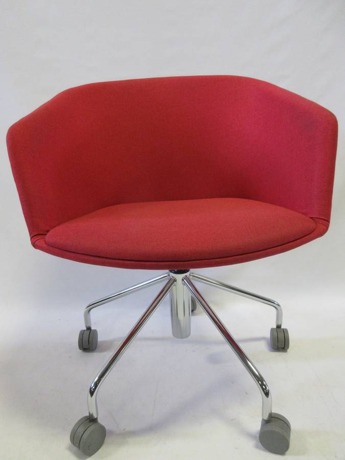 Poppin Pitch Rolling Office Chair in Red