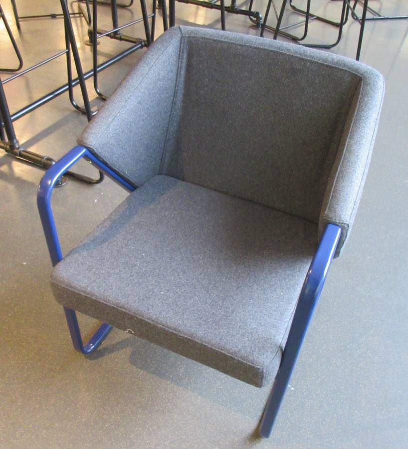 Contemporary Guest Side Armchair in Grey Fabric - Bygone Icons