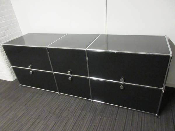 USM Haller Cabinet / Console 3x2 with 6 Doors in Black - Bygone Icons