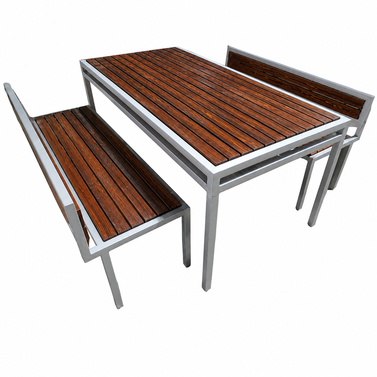 Modern Outdoor Etra 6-ft Dining Table and 2 Benches
