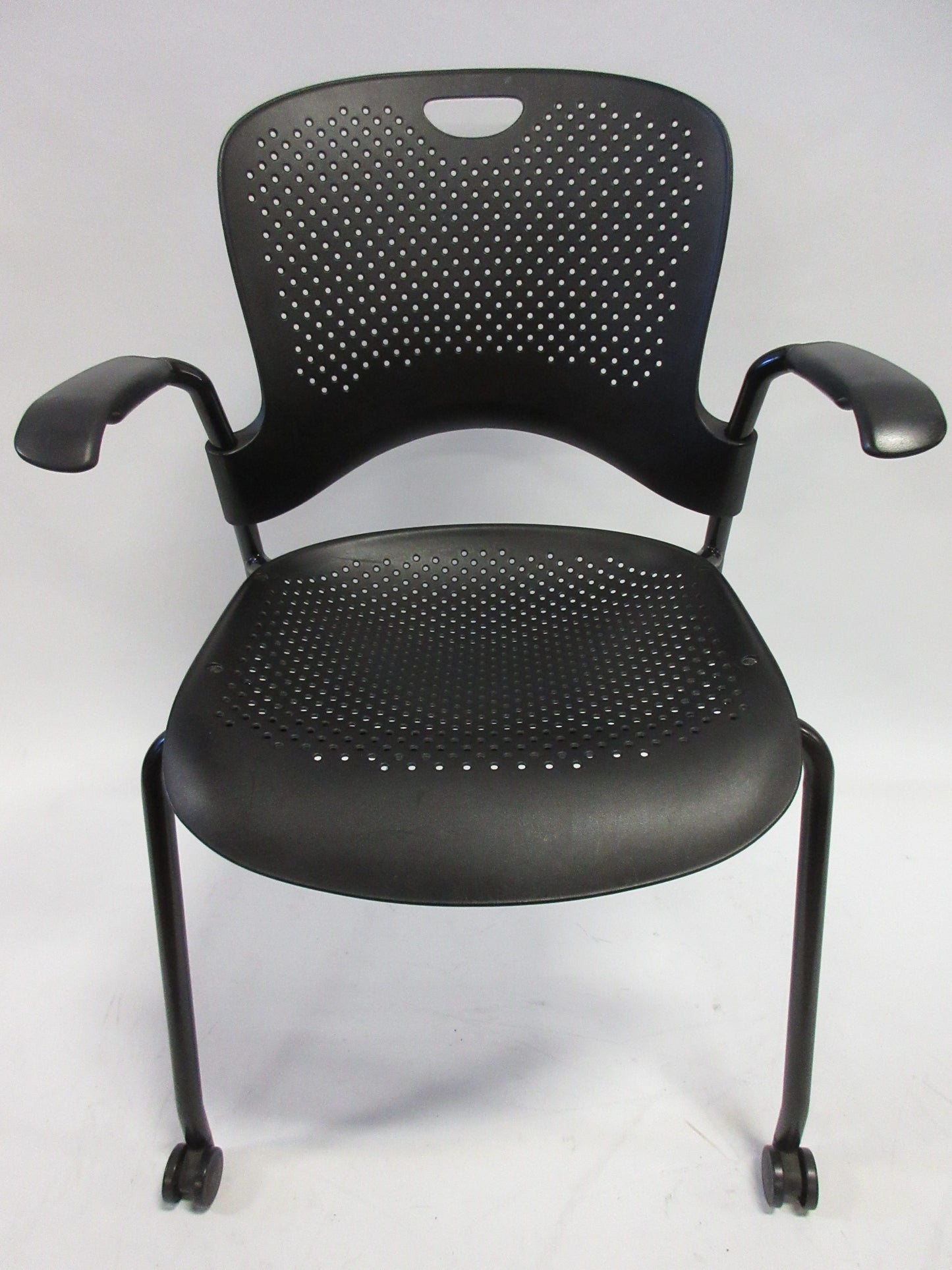 Herman Miller Caper Armchair in Black with Plastic Seat and Wheels (New)