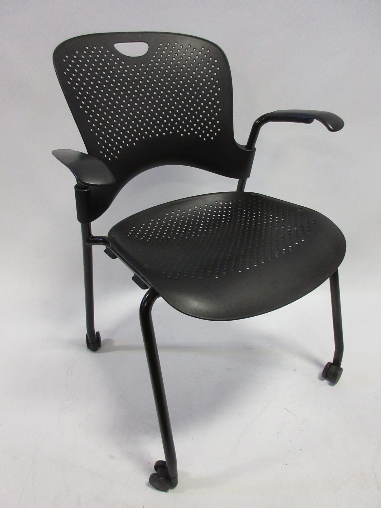 Herman Miller Caper Armchair in Black with Plastic Seat and Wheels (New)