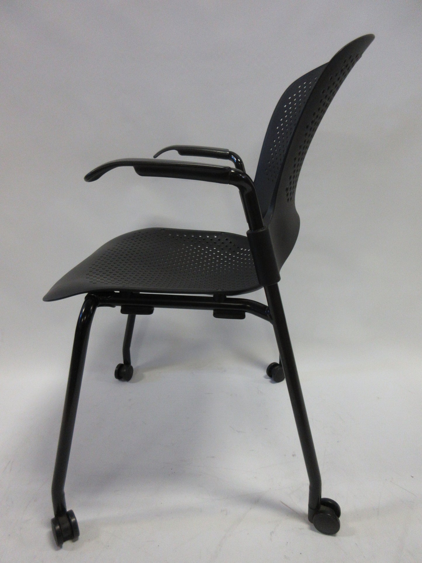 Herman Miller Caper Armchair in Black with Plastic Seat and Wheels (New)