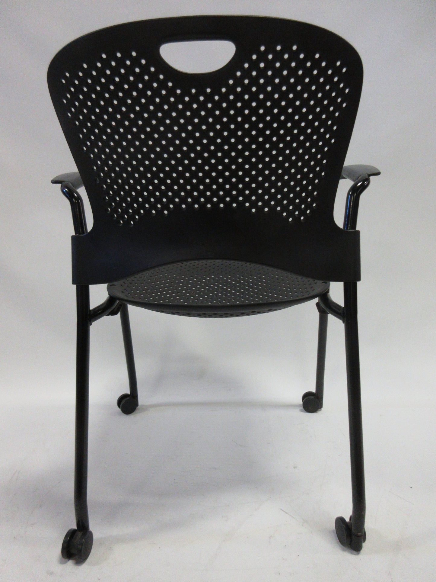 Herman Miller Caper Armchair in Black with Plastic Seat and Wheels (New)