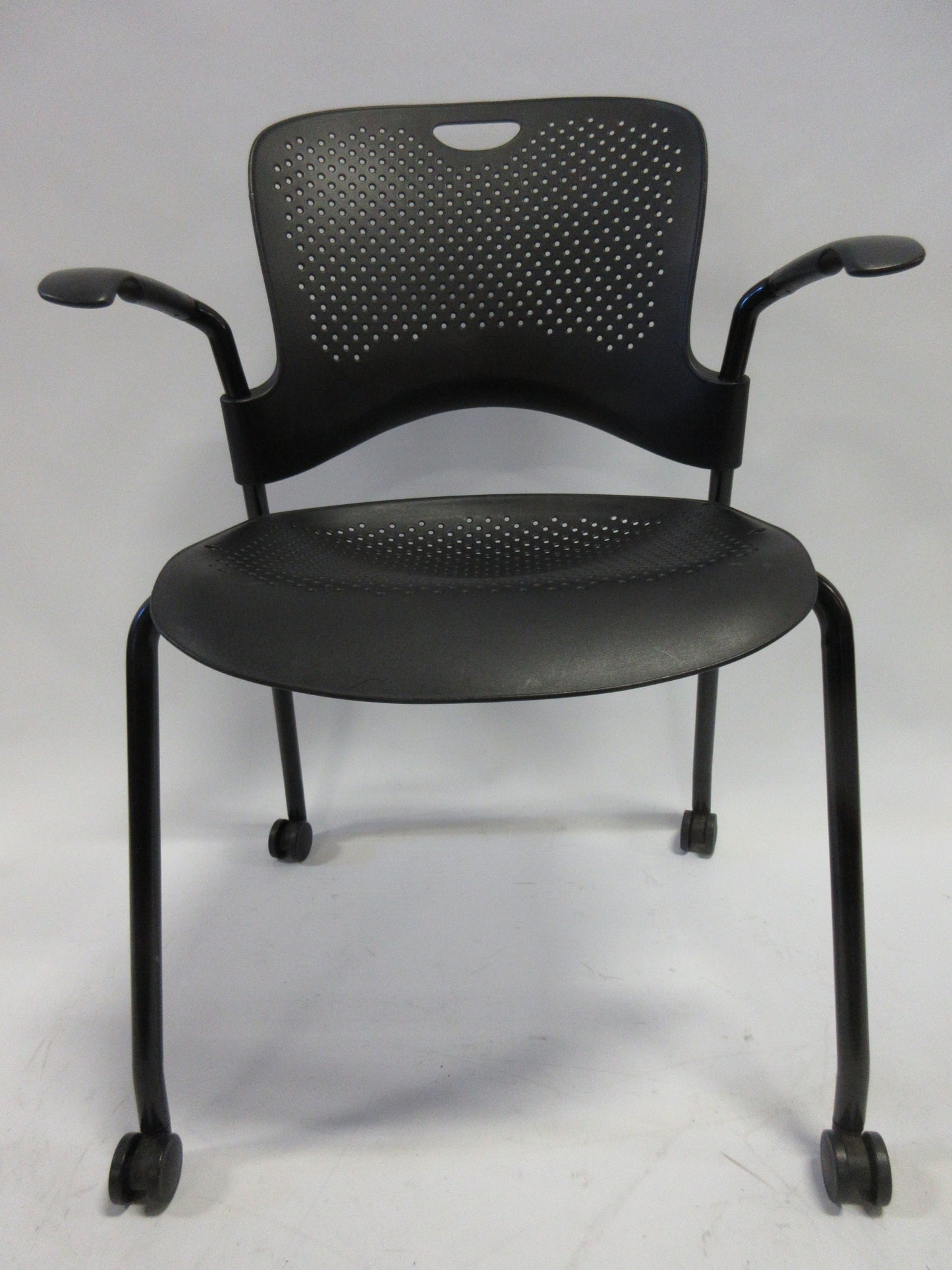 Herman Miller Caper Armchair in Black with Plastic Seat and Wheels (New)