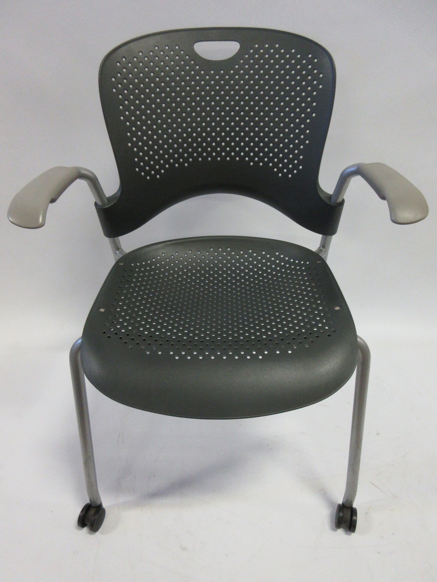 Herman Miller Caper Armchair in Grey with Plastic Seat and Wheels