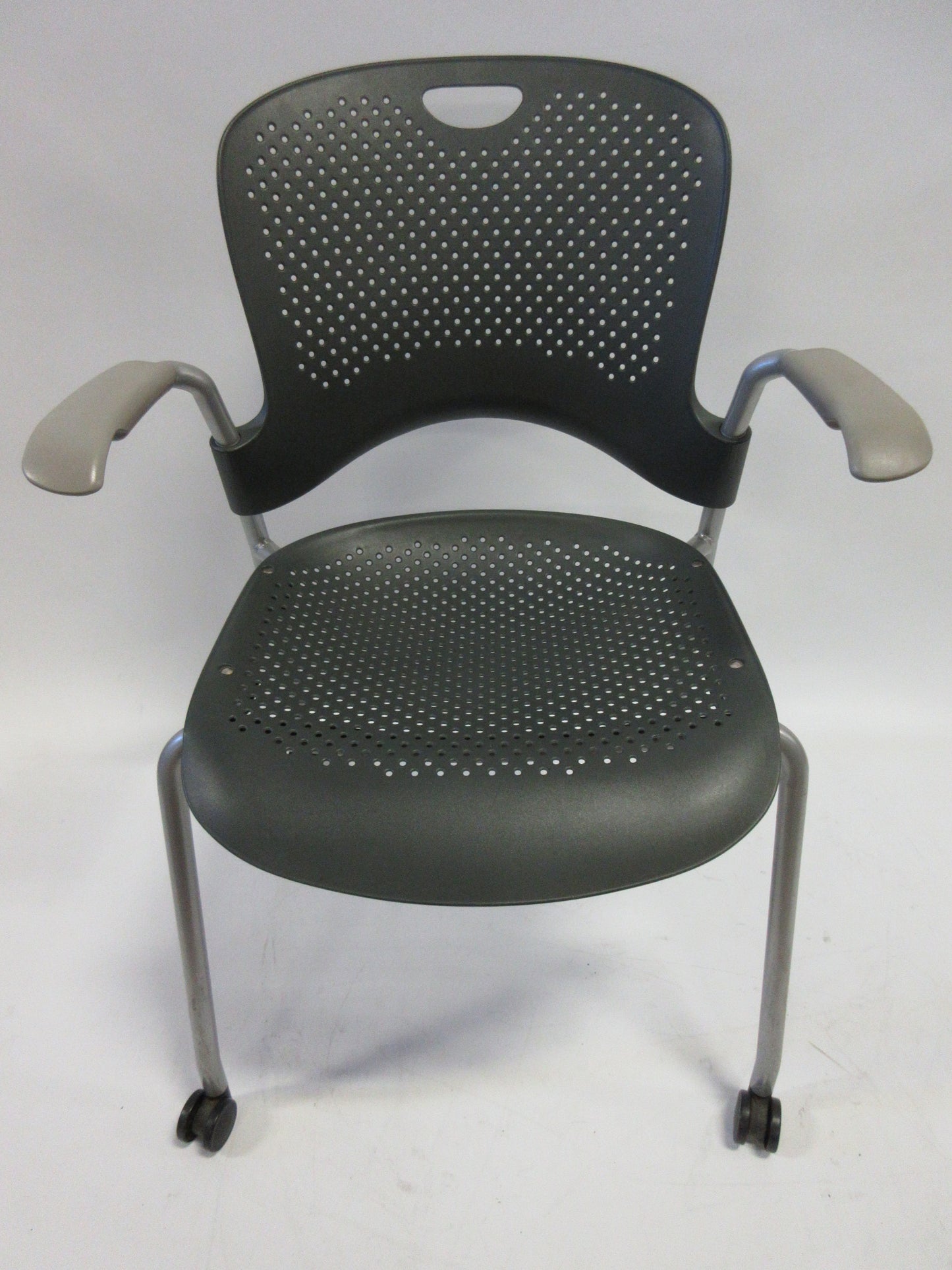 Herman Miller Caper Armchair in Grey with Plastic Seat and Wheels