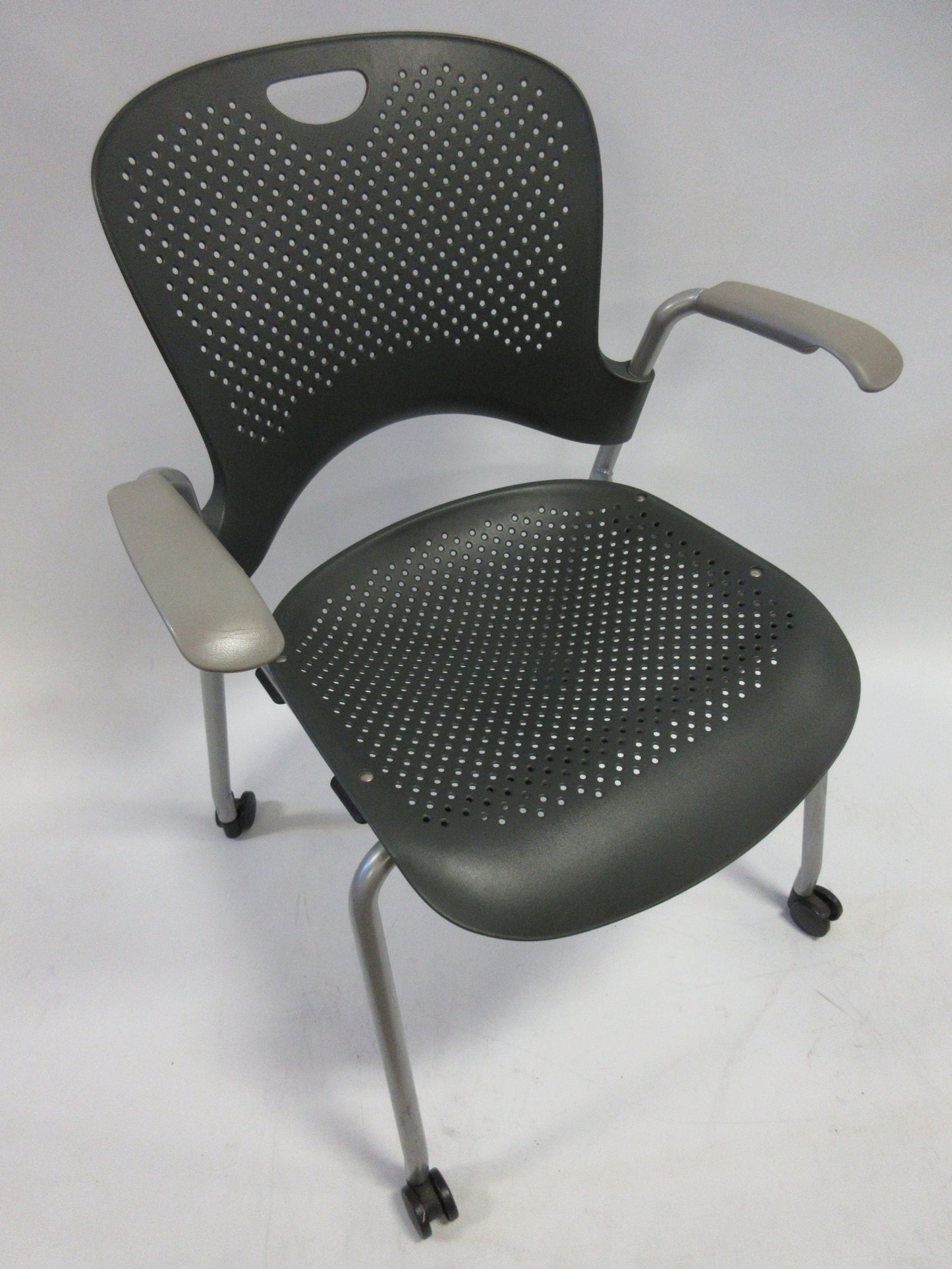 Herman Miller Caper Armchair in Grey with Plastic Seat and Wheels