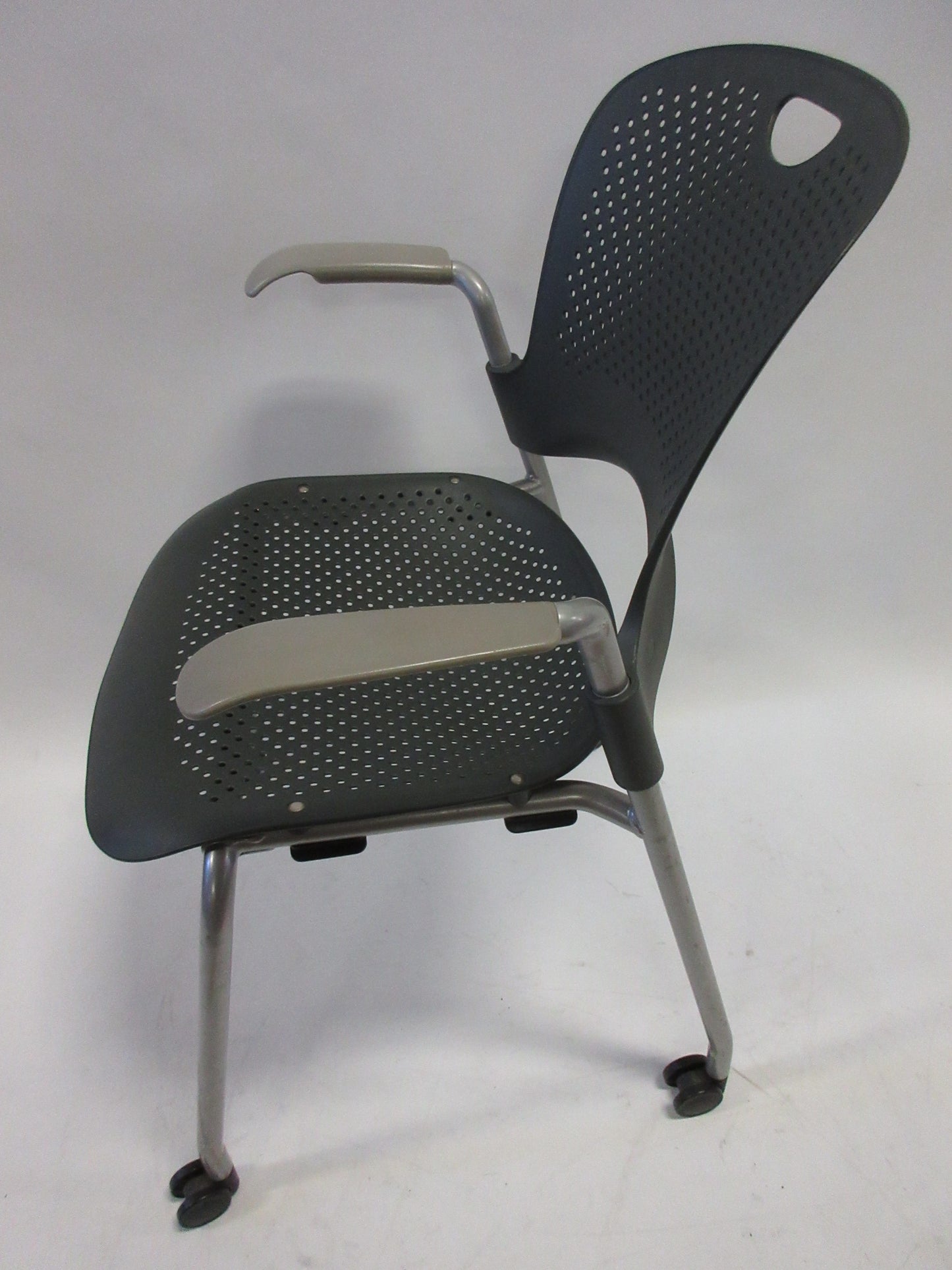 Herman Miller Caper Armchair in Grey with Plastic Seat and Wheels