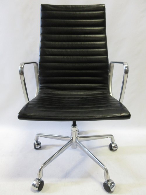 Herman Miller Eames Aluminum Group Executive Chair in Black Leather - Bygone Icons