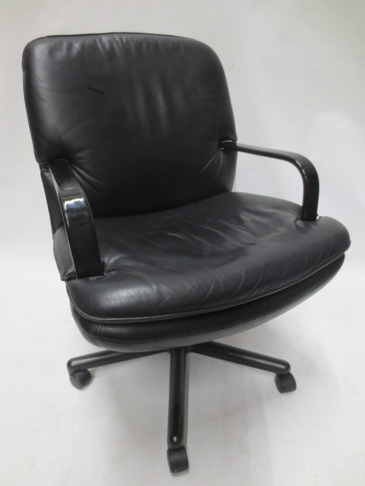 Fraser Contract Mid-Century Executive Chair in Black Leather