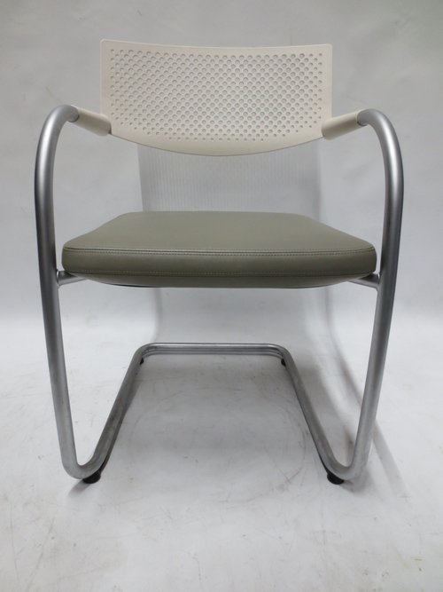 Vitra Visavis 2 Dining Armchair in Grey Seat and White Back - Bygone Icons