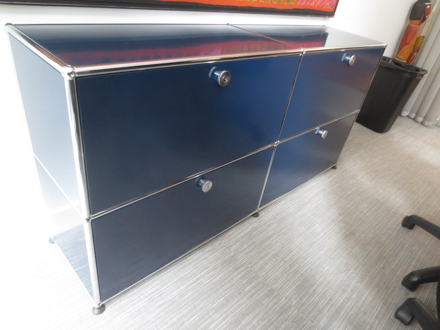 USM Haller Cabinet 2x2 with 4 Drawers in Steel Blue