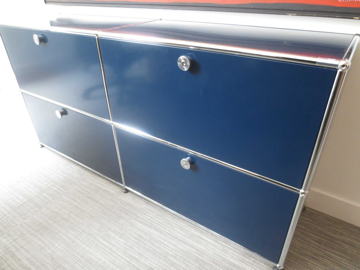 USM Haller Cabinet 2x2 with 4 Drawers in Steel Blue