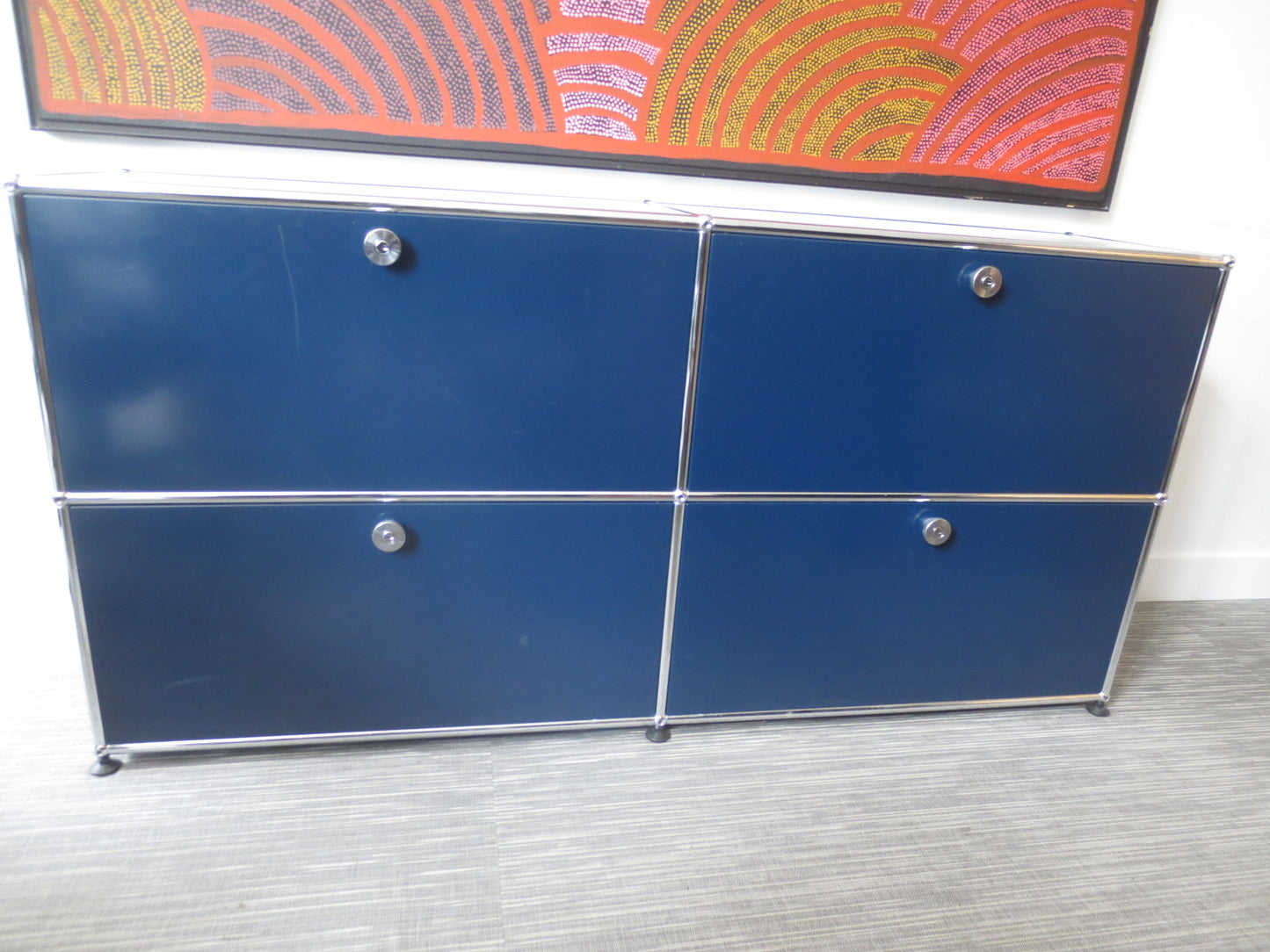 USM Haller Cabinet 2x2 with 4 Drawers in Steel Blue