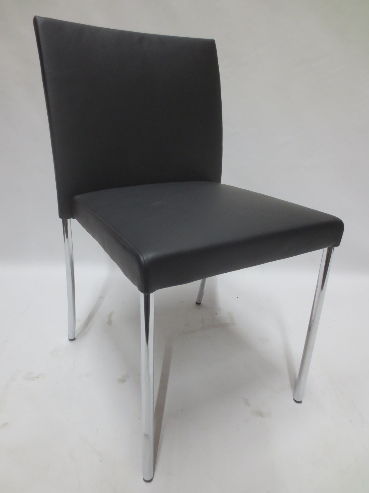 Walter Knoll Jason Lite Side Chair in Black with Polished Chrome Legs - Single (New)