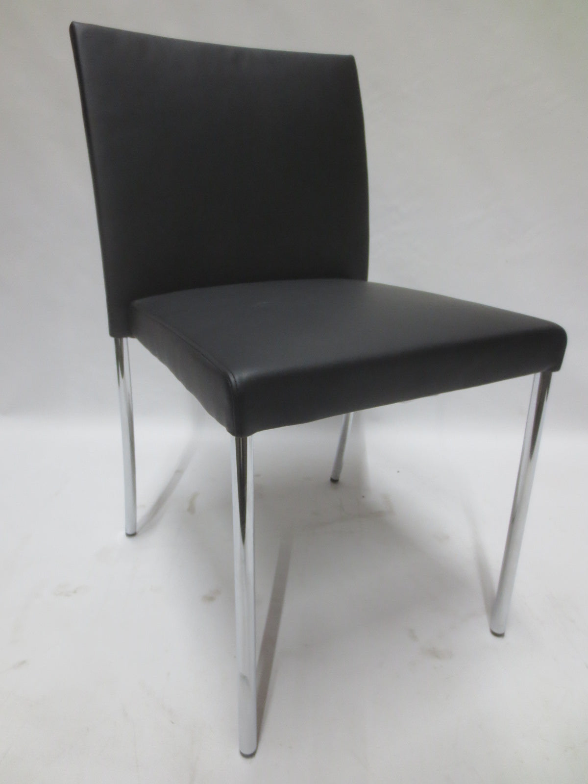 Walter Knoll Jason Lite Side Chair in Black with Polished Chrome Legs - Single (New)