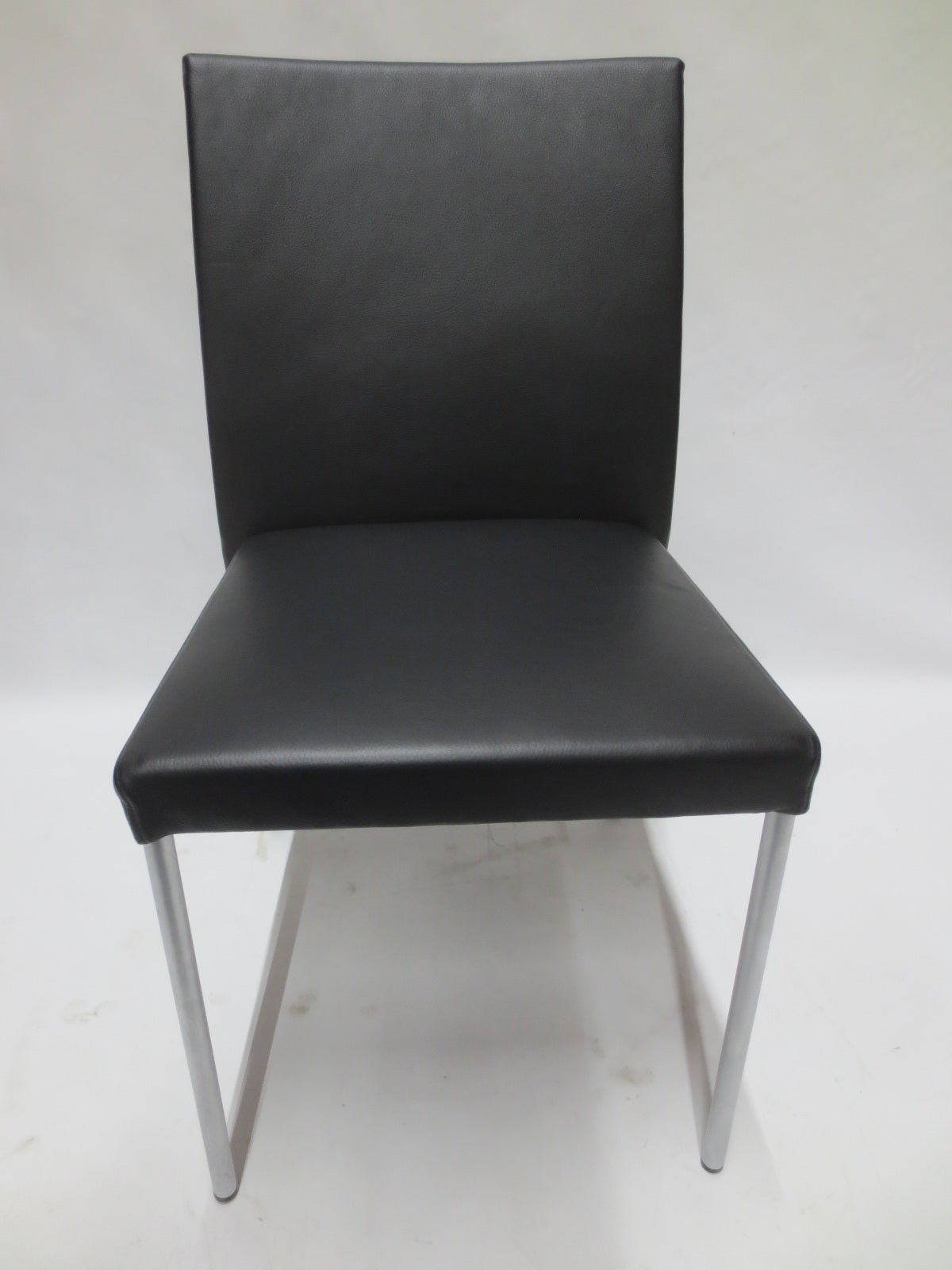 Walter Knoll Jason Lite Side Chair in Black with Satin Chrome Legs - Single (New)