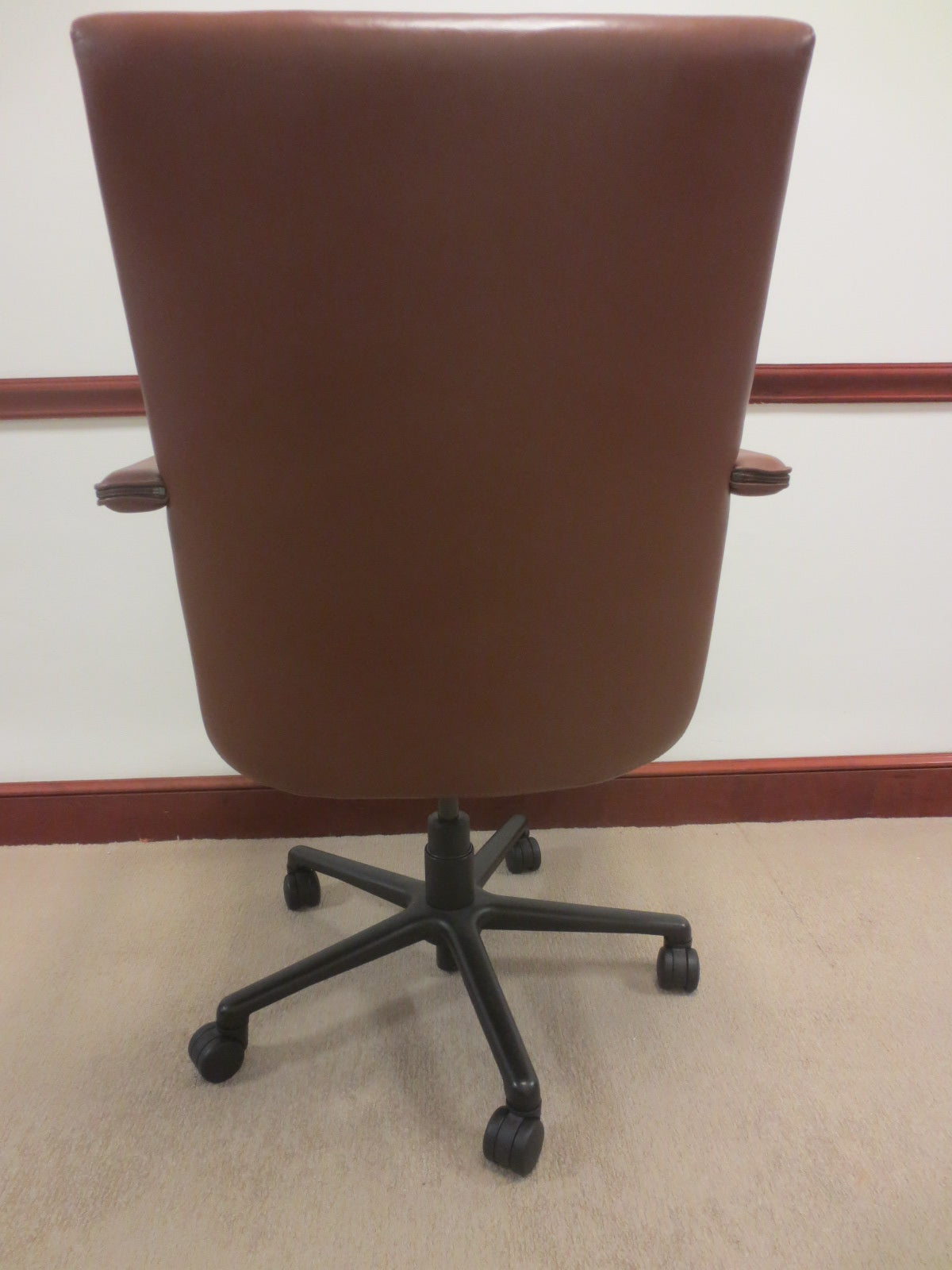 Keilhauer Elite 597 MidBack Executive Office Chair in Caramel Brown Leather